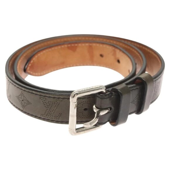LOUIS VUITTON Mahina Ceinture Perfo Belt Leather Gray LV Auth - Picture 1 of 16